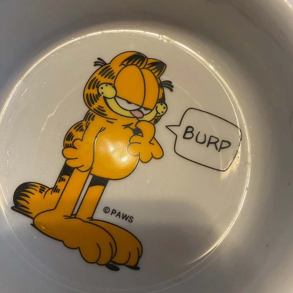 VINTAGE GARFIELD My Bowl Cat Dish Cartoons BURP PAWS.